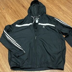 ADIDAS Men's Vintage 1990’s Hoodie Jacket Full Zipper Black White XL